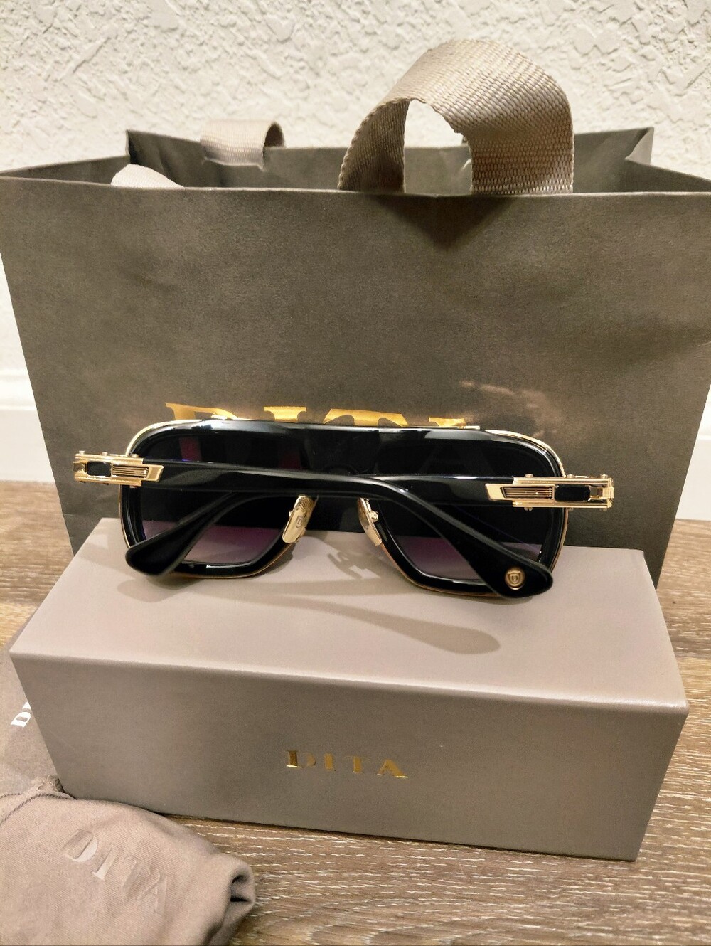 DITA LXN-EVO 25th Anniversary (DTS403-A) Black/Gold Framed Aviator Sunglasses - Picture 4 of 14